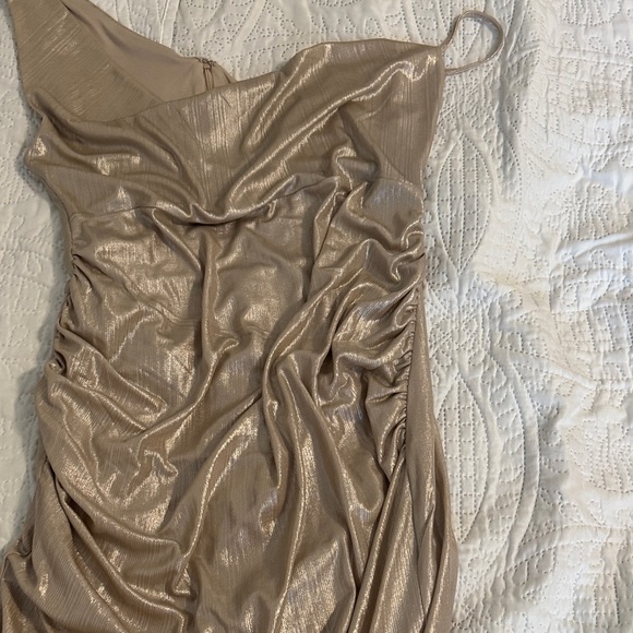 CLUB L LONDON galaxy shimmer gold Maternity Gown cowl neck size US8 - Picture 8 of 12